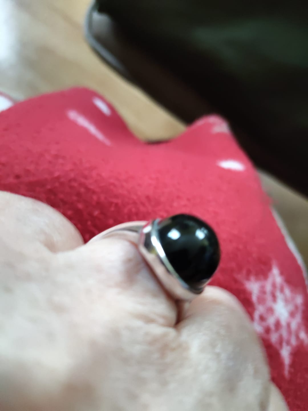 Customer photo review of Bague Ajustable "Guérison de L'Âme" en Obsidienne Œil Céleste & Argent