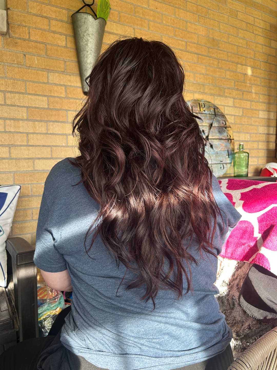 Customer photo review of Dark Brown #2 Natural Wave DIY Hair Extensions Home Kit
