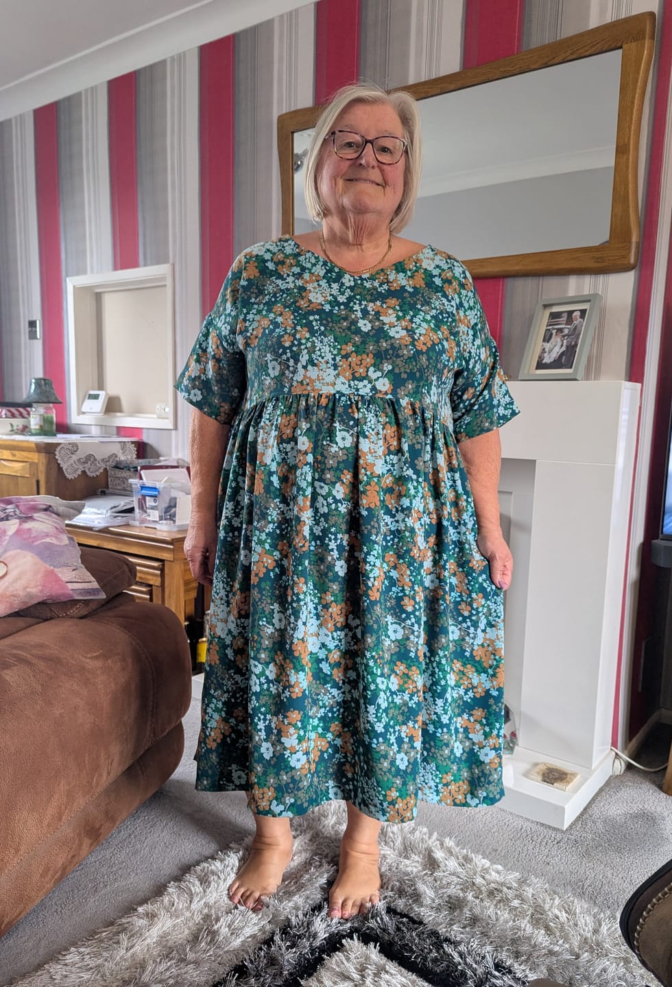 Customer photo review of Blossoming Flowers Polyester Crepe Fabric