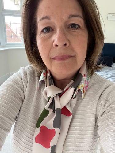 Customer photo review of Kreier Check Vintage Silk Scarf