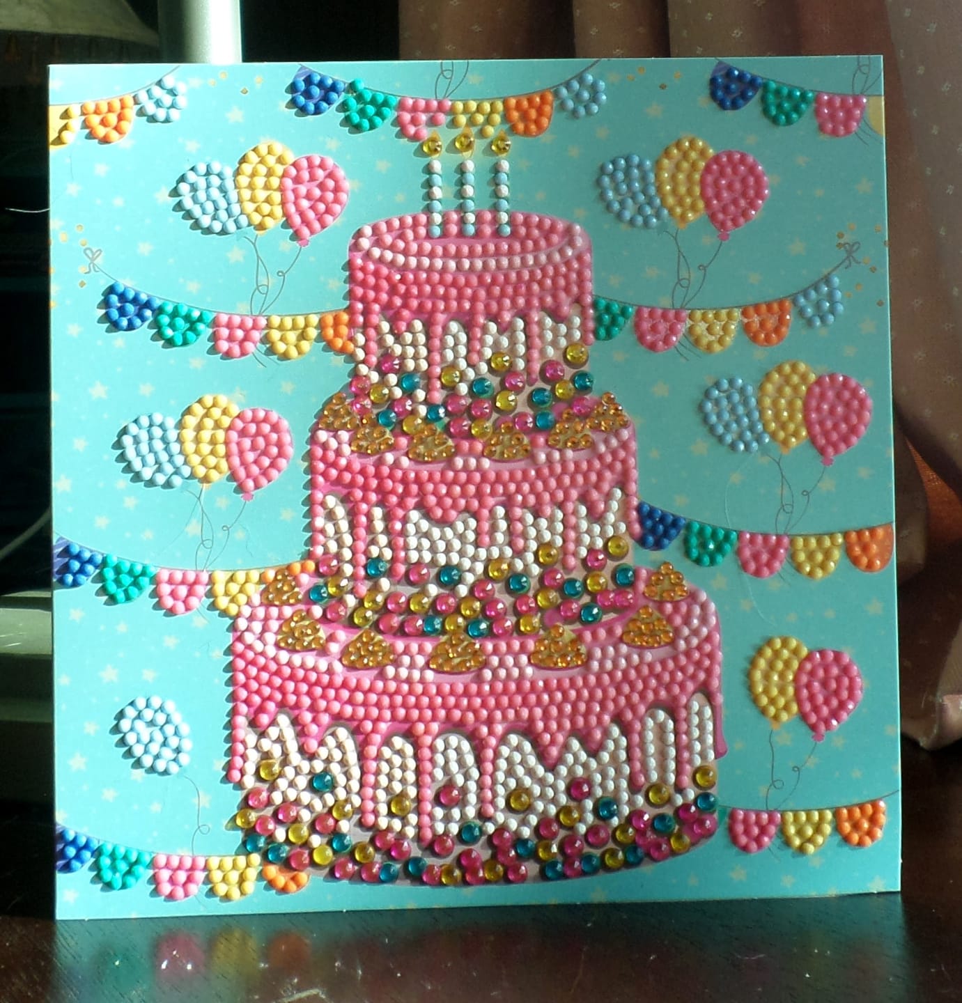 Customer photo review of "Happy Birthday" Crystal Art Card 18x18cm
