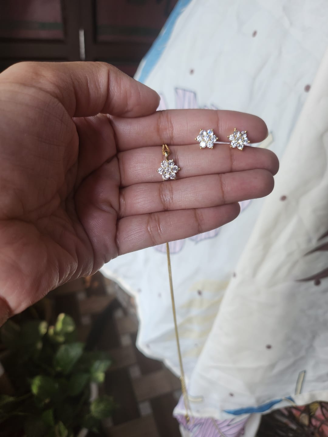 Customer photo review of Happy Blossom Earrings & Necklace Set