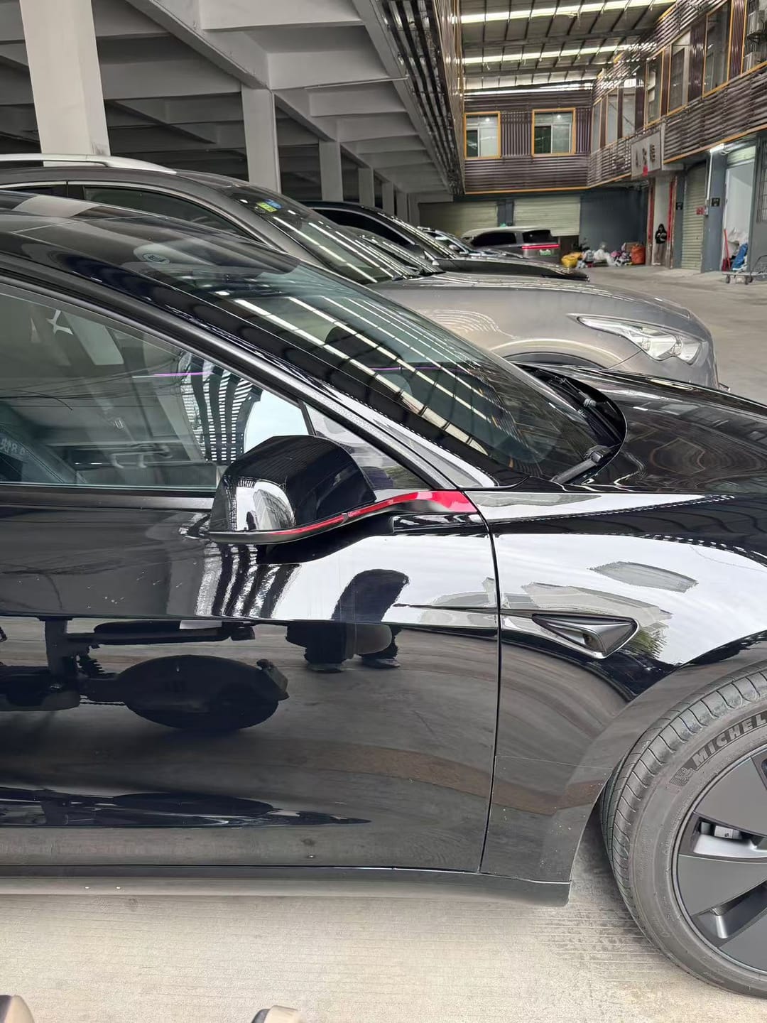 Customer photo review of EVAAM® Side Mirror Decorative Strip For Tesla Model 3/Y