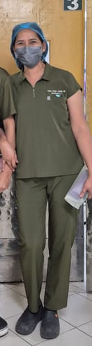 Customer photo review of Zip-Up Polo MoveTech® Scrub Top - Women / Forest Green