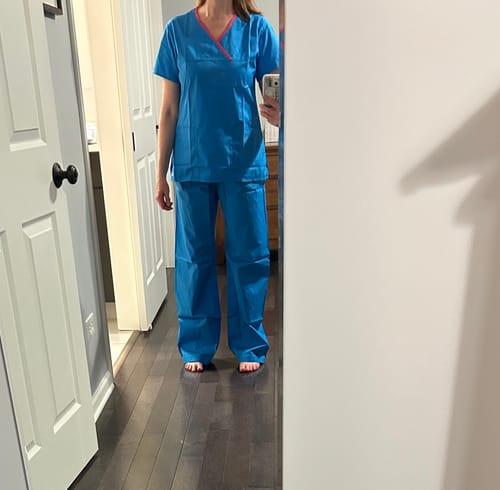 Customer photo review of Maevn Core 1026 Contrast Mock Wrap Top
