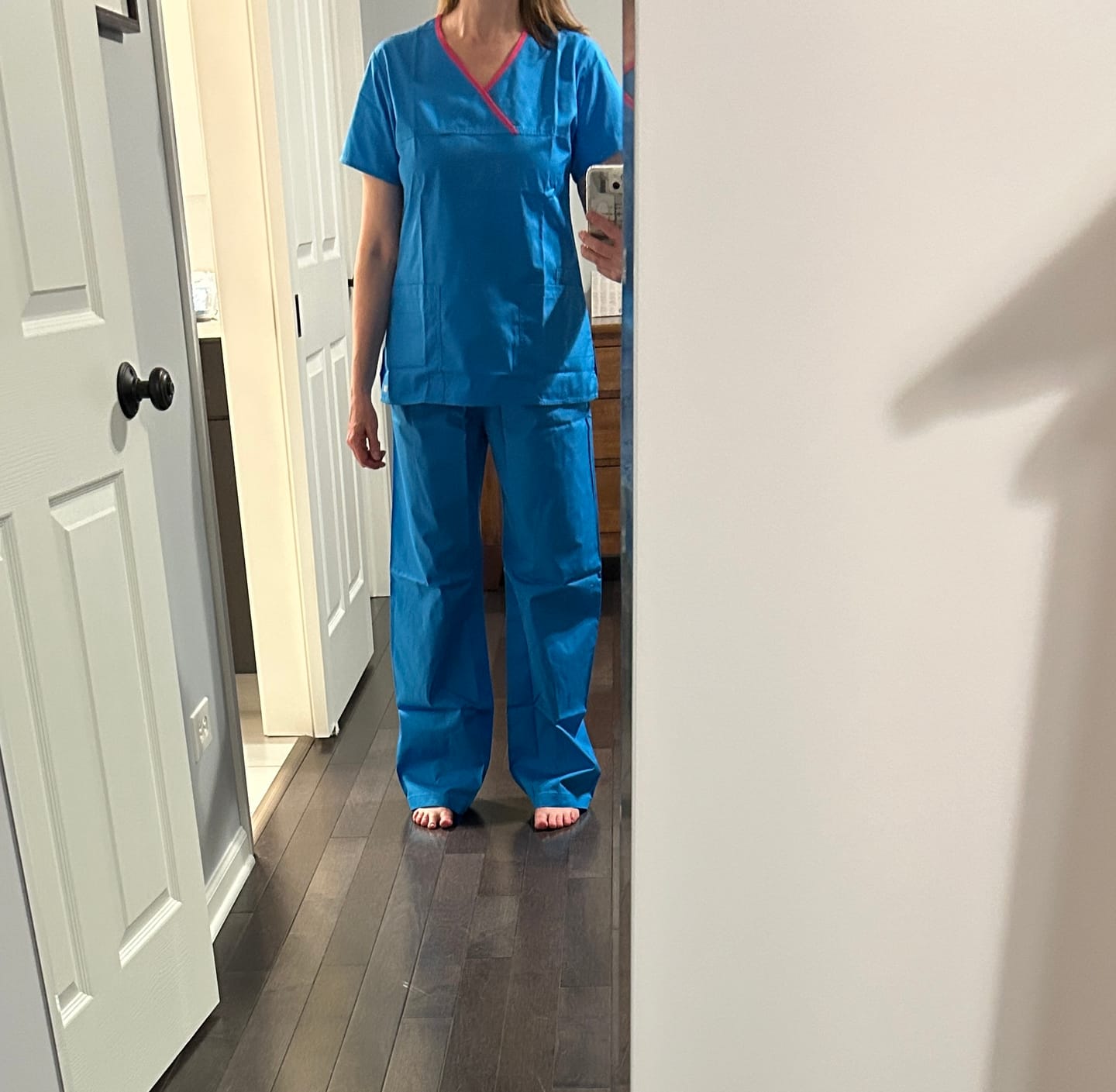 Customer photo review of Maevn Core 1026 Contrast Mock Wrap Top