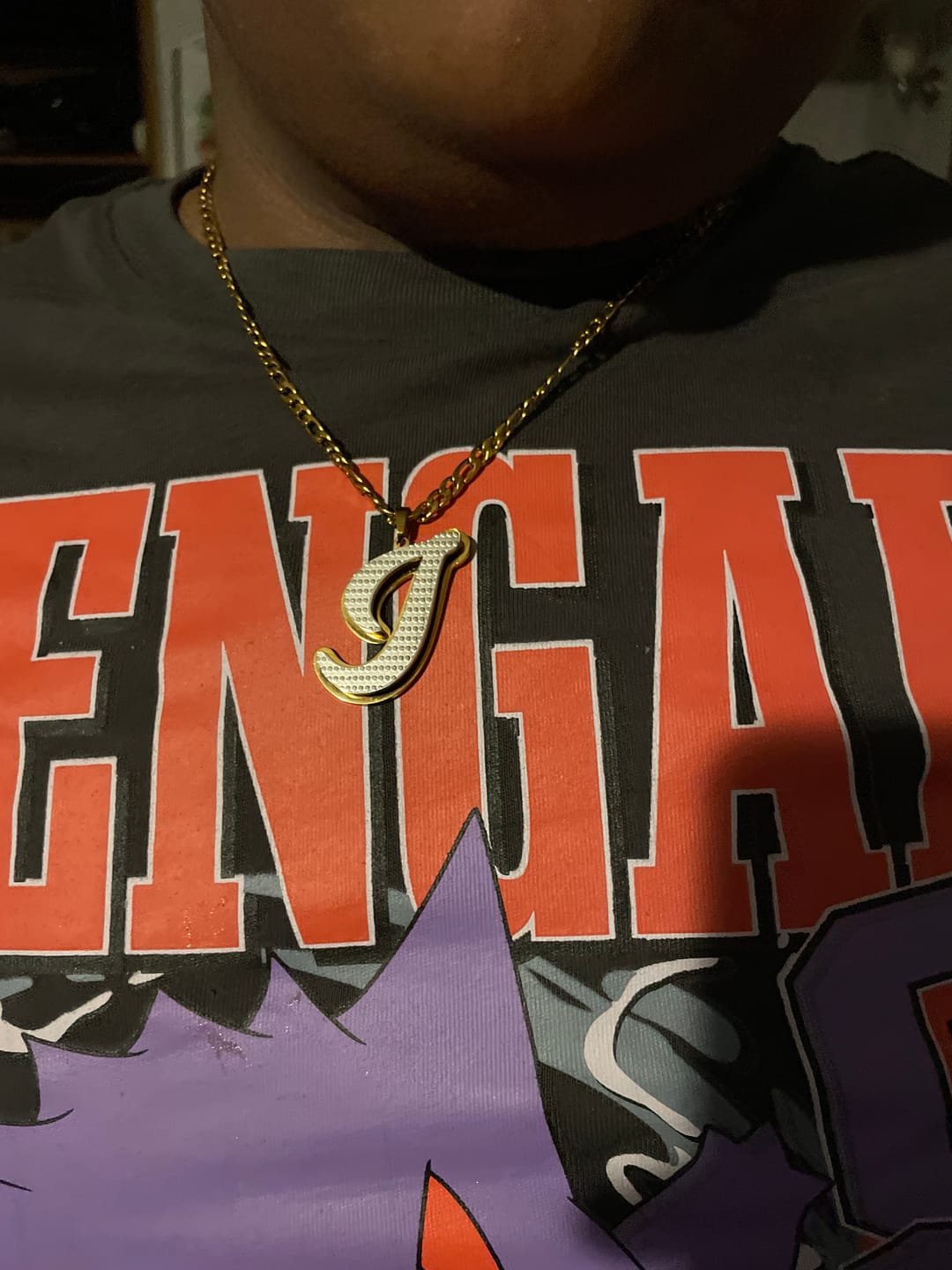 Customer photo review of Kids Double Plated Initial Necklace w/ Figaro Chain