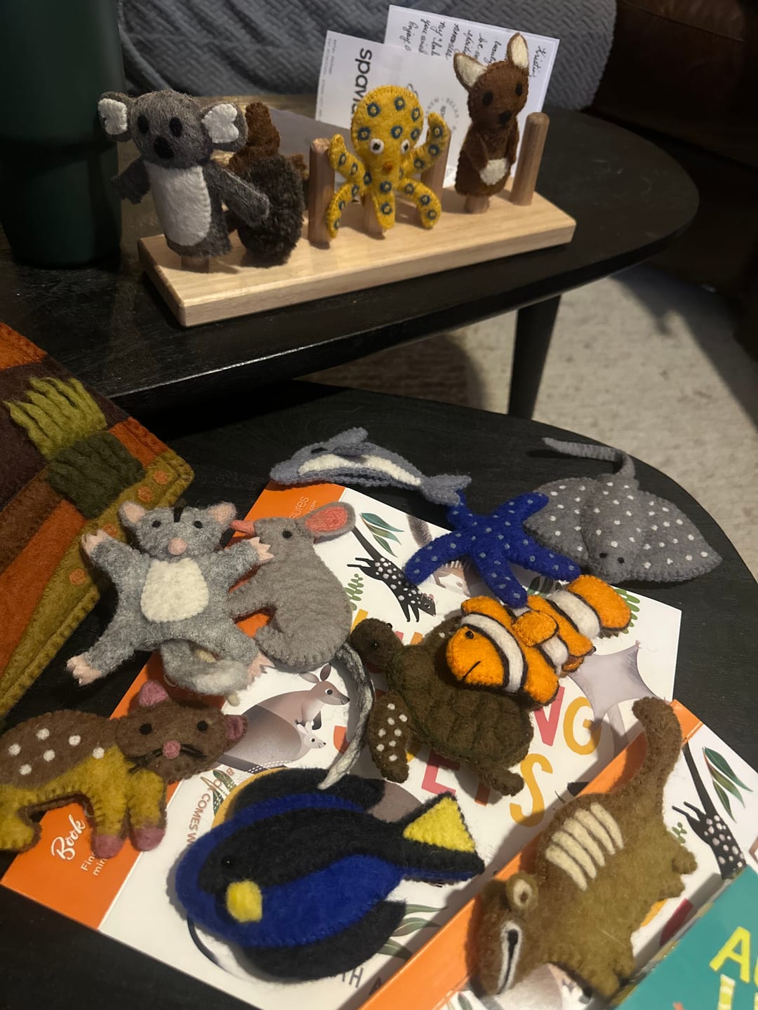 Customer photo review of Finger Puppet Stand (7 rods) Made in Australia