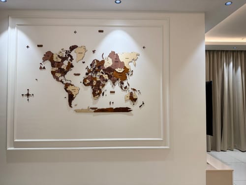 Customer photo review of 3D Wooden World Map Multicolor