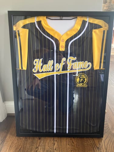 Customer photo review of Custom Pinstripe Baseball Jersey Button Down Shirt Personalized for Adults/Youth