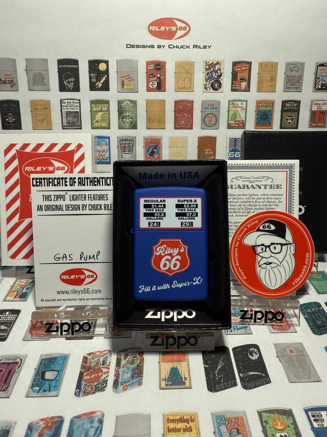 Customer photo review of Exclusive - Riley's 66 Zippo Lighter - Gas Pump - Royal Blue Matte
