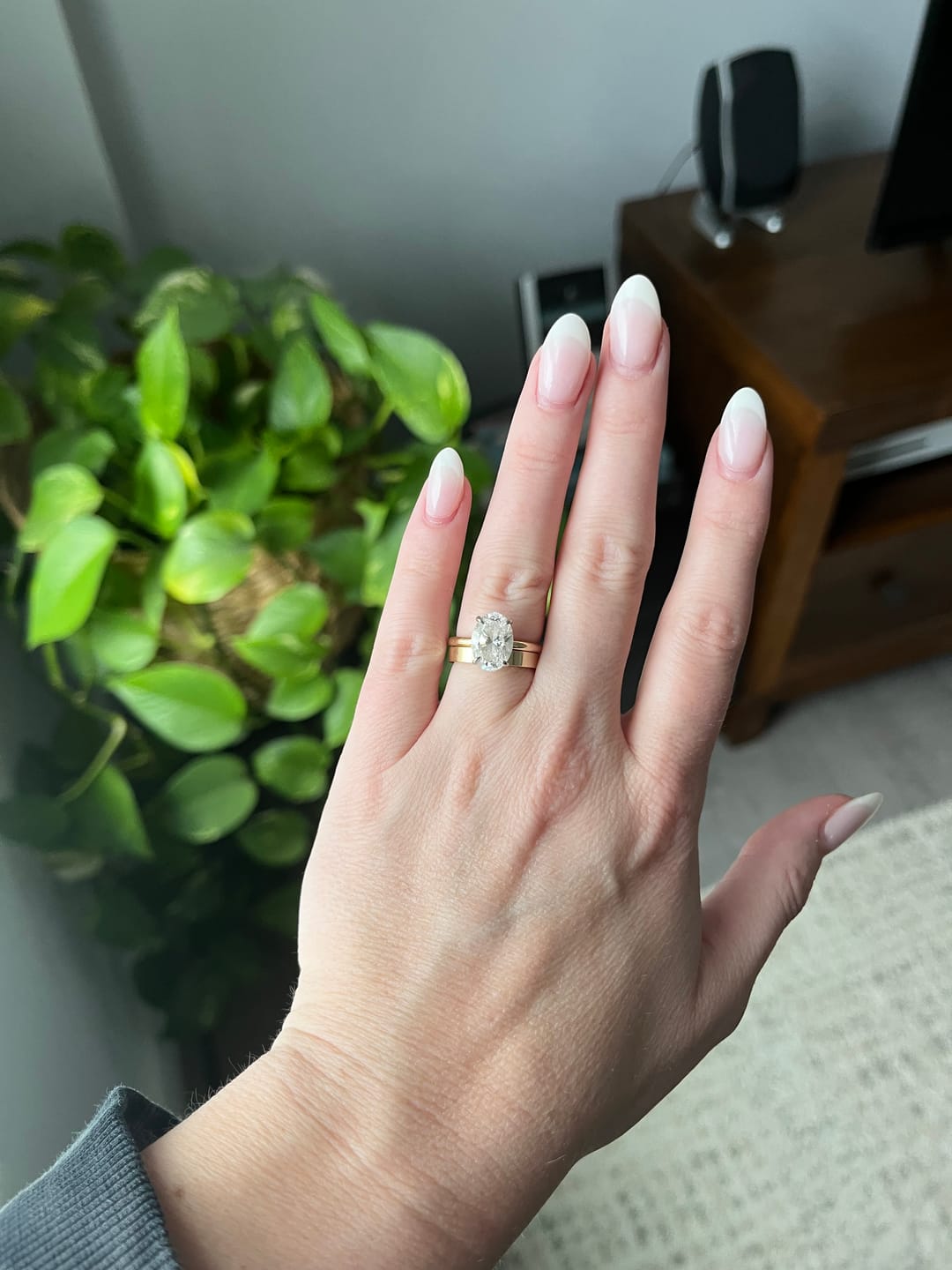 Customer photo review of The Whitney Flat Edge Wedding Band