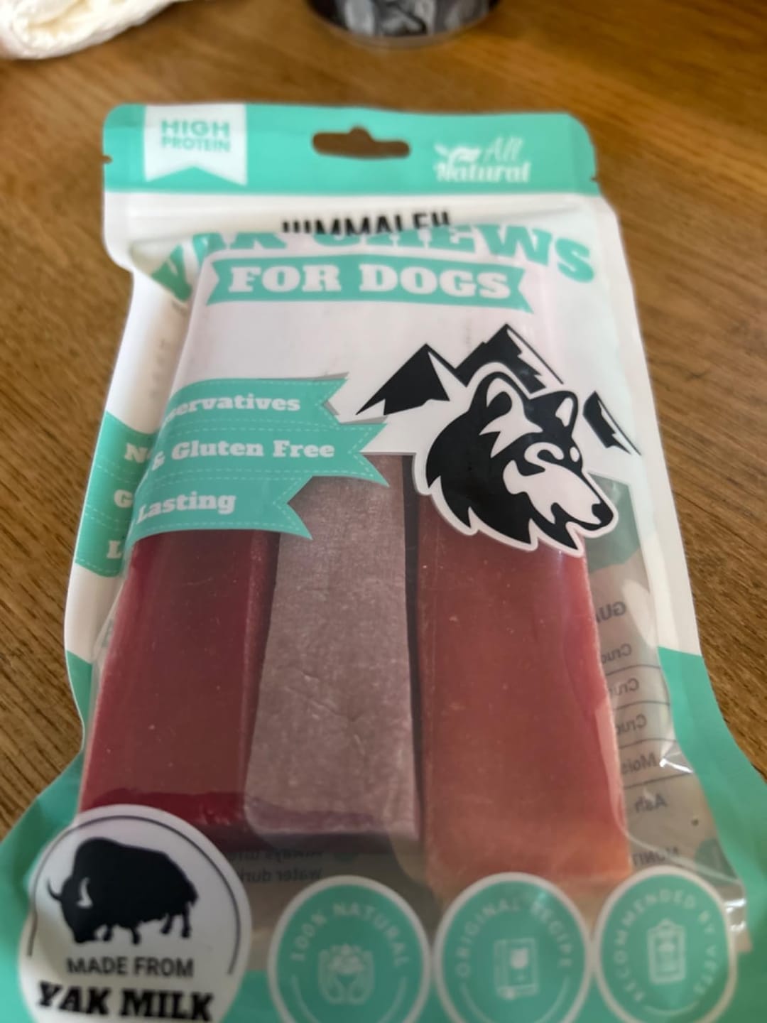 Customer photo review of Flavoured Yak chews (Bluberry Cranberry Strawberry)