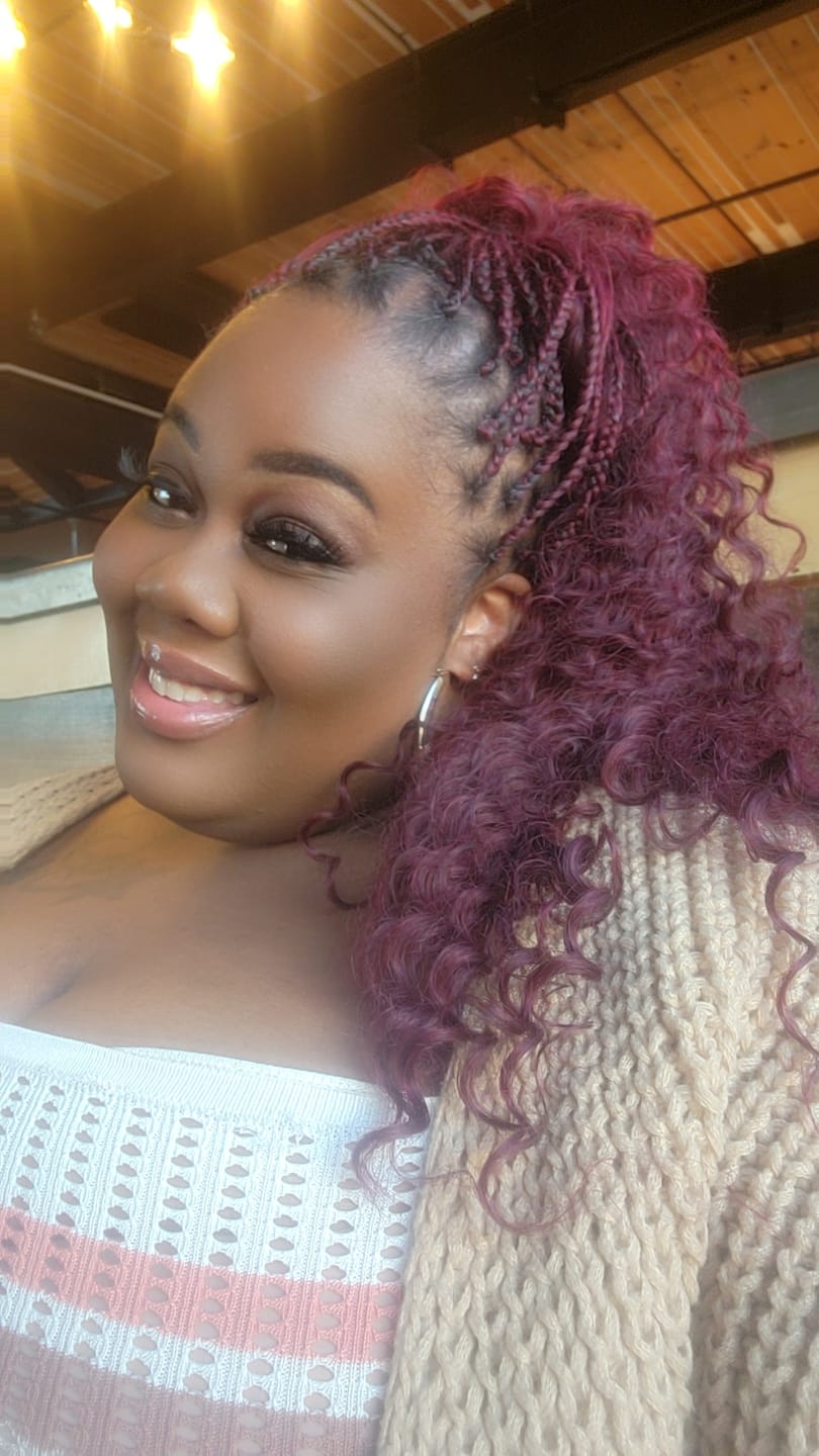 Customer photo review of Burgundy Deep Wave Bulk Hair Extensions for Braiding