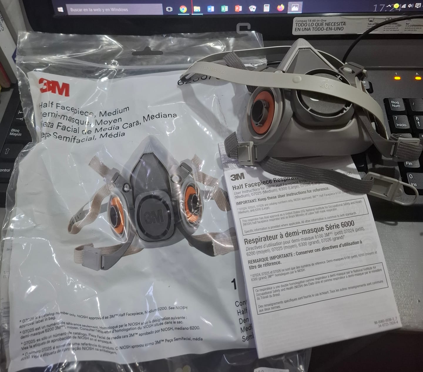 Customer photo review of 3M 6200 Respirador Reutilizable de Media Cara Talla Mediana, 70071606472
