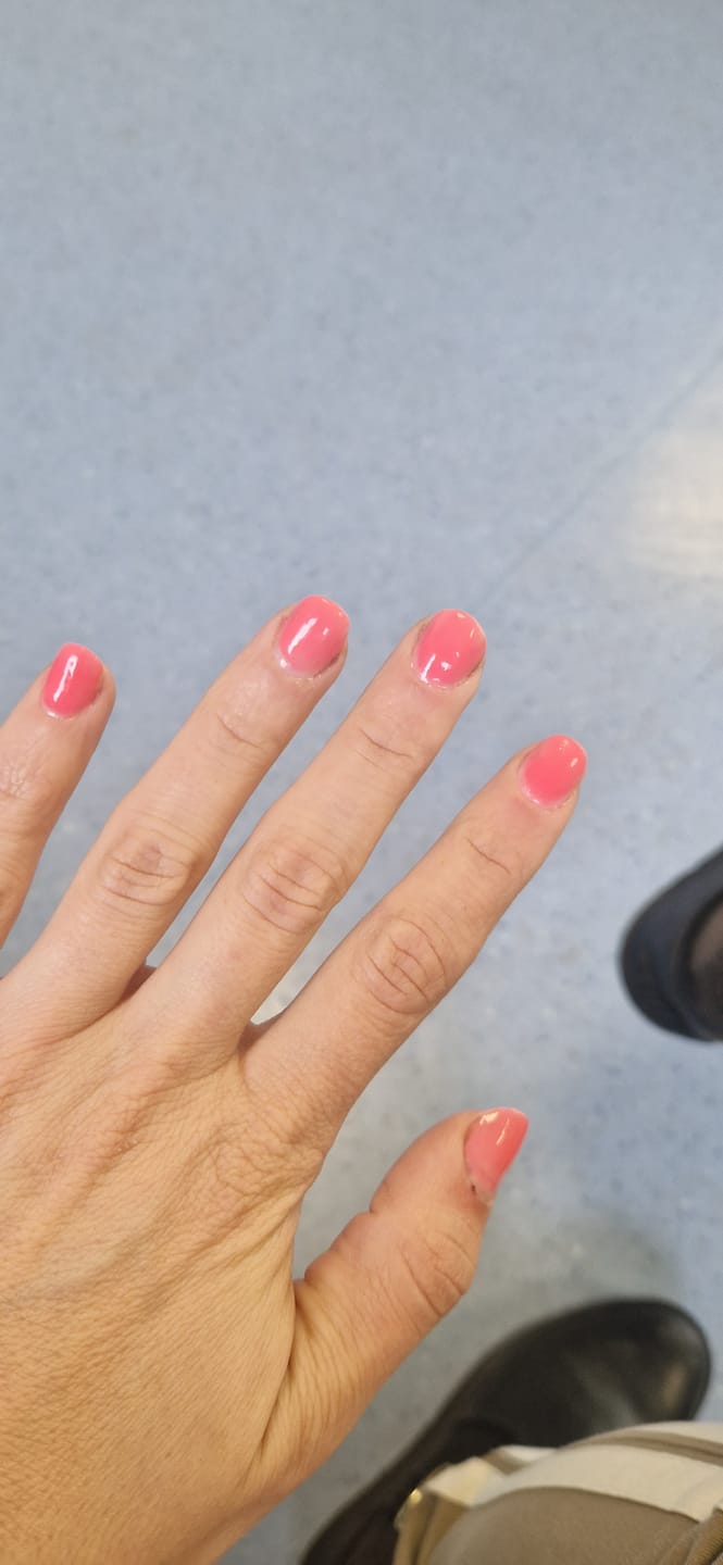 Customer photo review of Peach Sorbet Dipping Powder