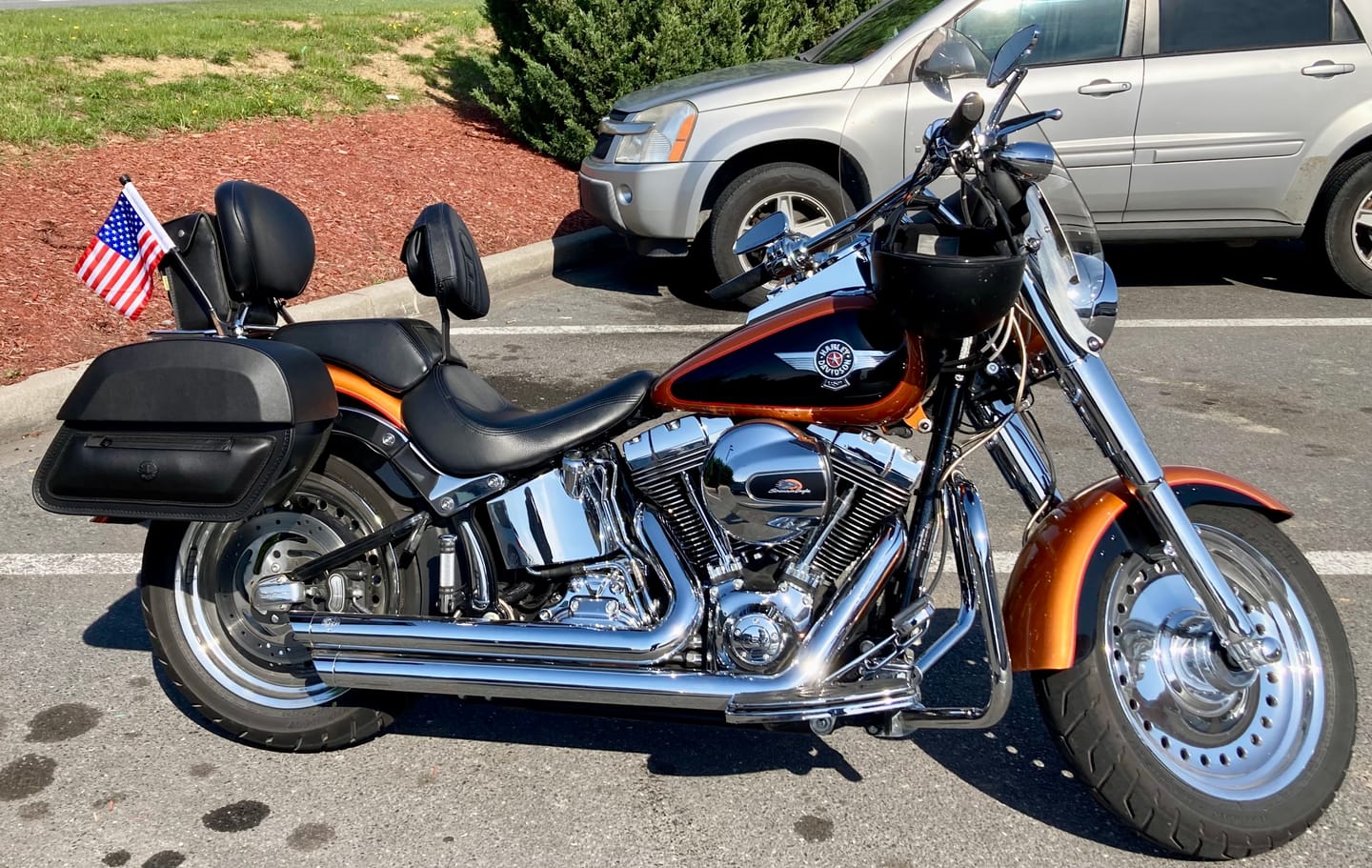 Customer photo review of 28L - Pantheon Medium Quick Mount Motorcycle Saddlebags for Harley Softail Fat Boy FLSTF/I