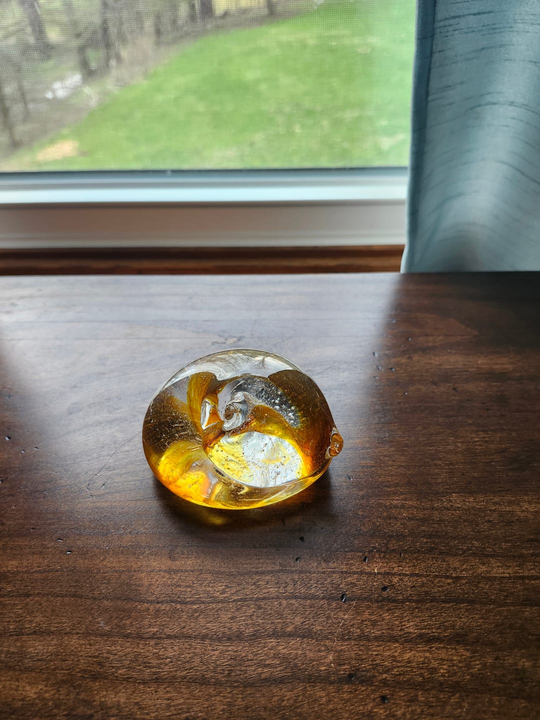 Customer photo review of Half-tone Sleeping Glass Cat with Infused Cremation Ashes