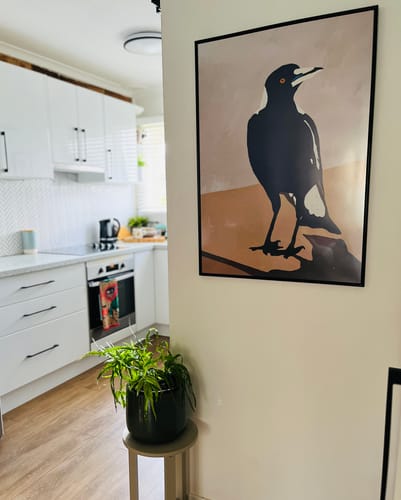 Customer photo review of Maggie On The Wall - Magpie Stretched Canvas Print or Framed Fine Art Print - Artwork
