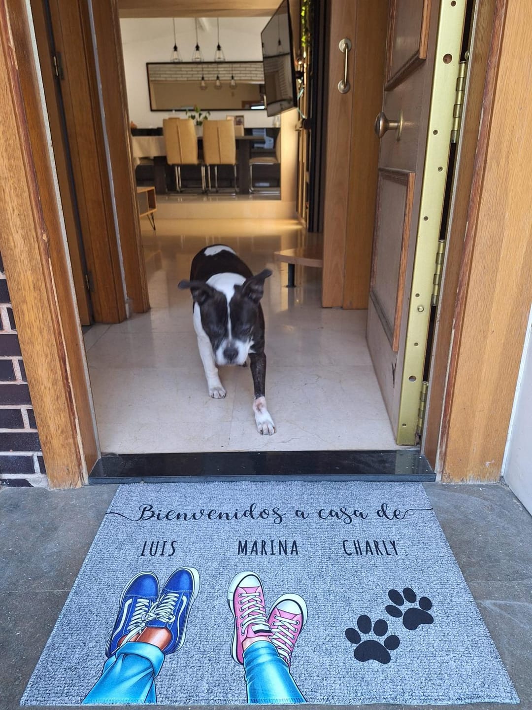 Customer photo review of Zapatos y patas - Felpudo personalizado