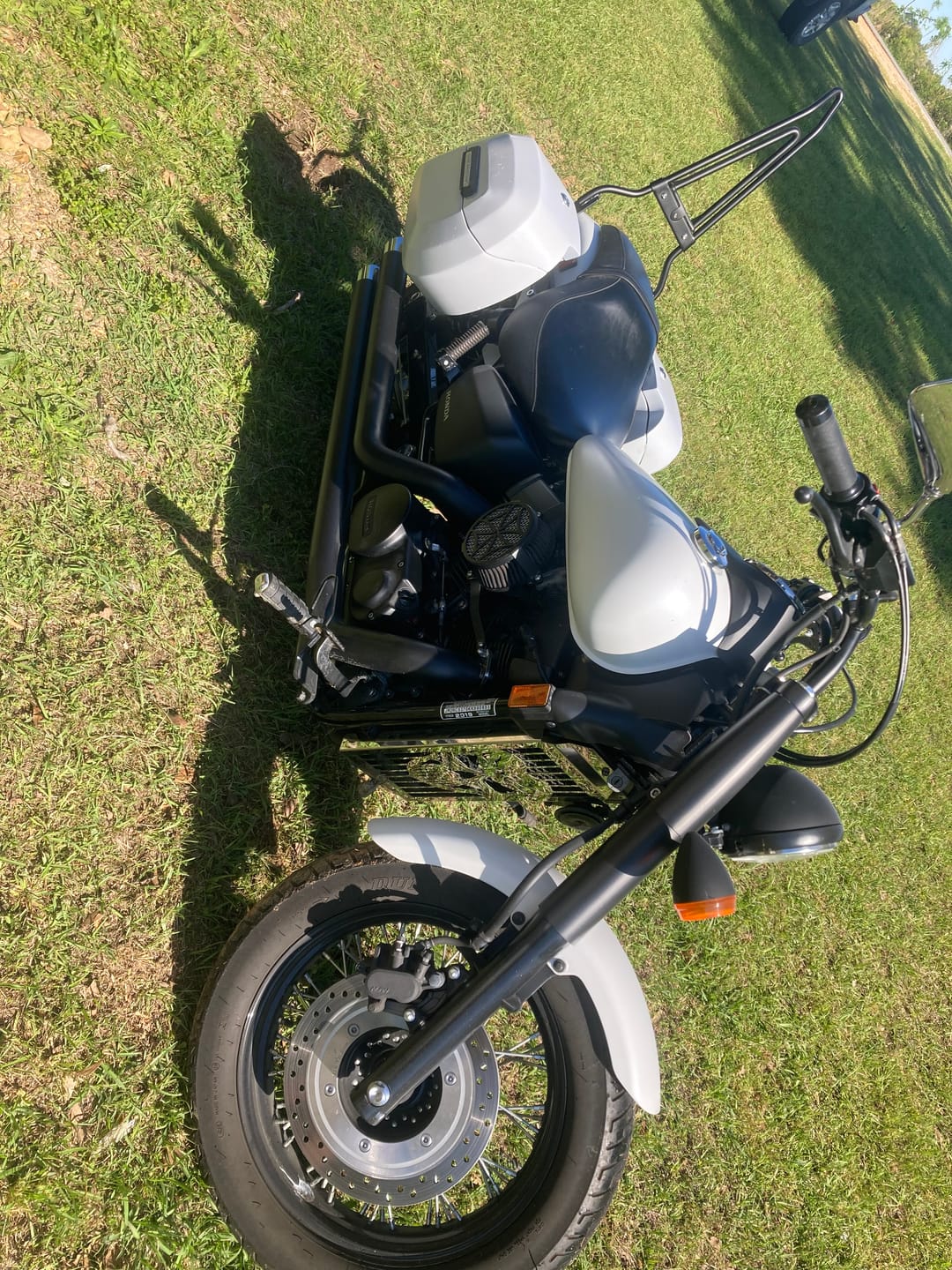 Customer photo review of Iron Born 25" Sissy Bar with Foldable Luggage Rack for Honda Shadow 750 Phantom Matte Black
