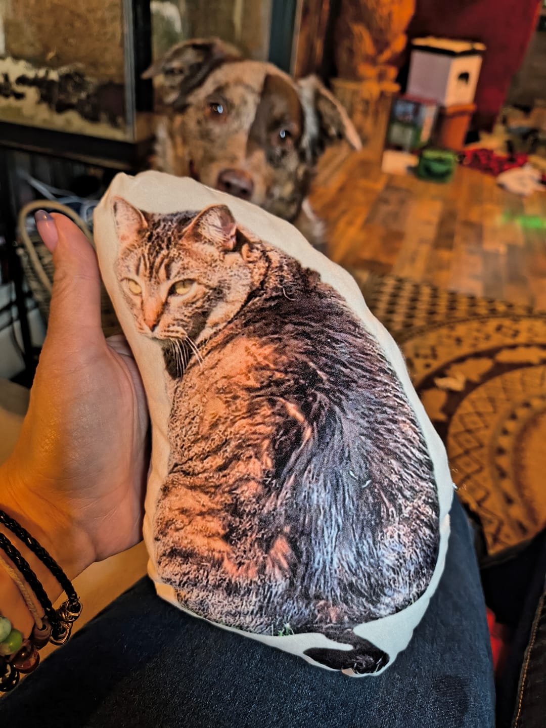 Customer photo review of Custom Dog Shaped Memorial Pillow for Pet Owners from Your Pet Picture
