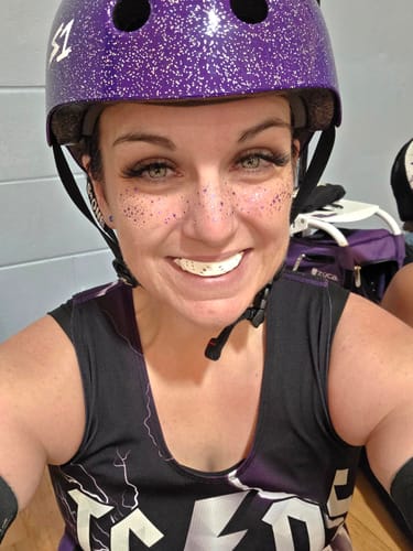 Customer photo review of Purple Spirit Speckles Makeup Patches - Team Spirit Collection