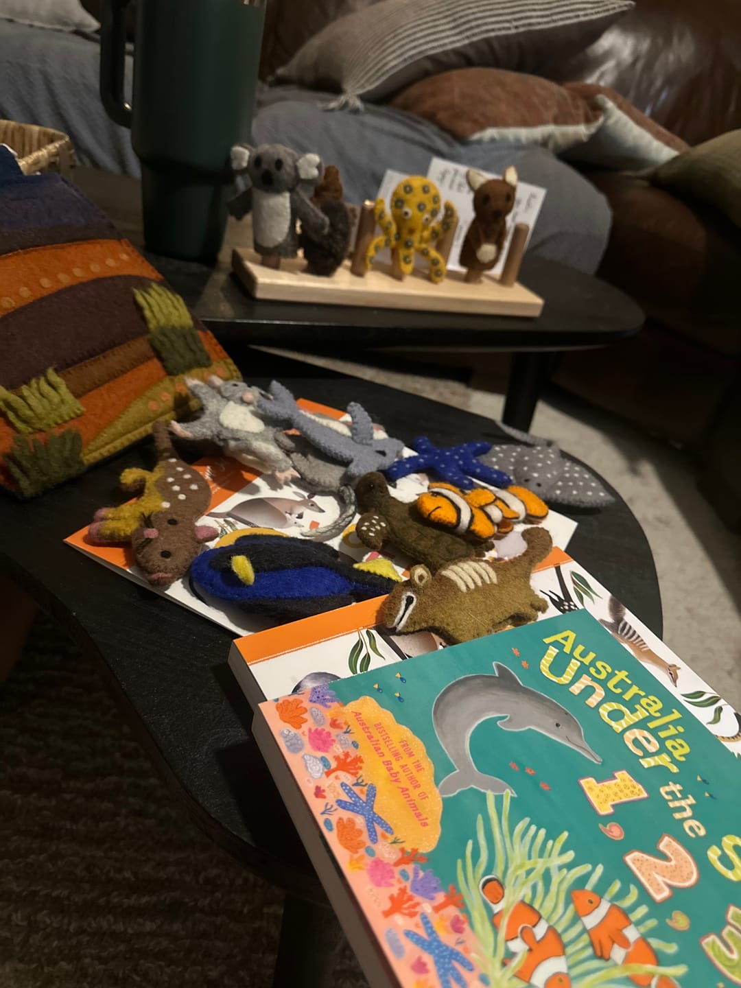 Customer photo review of Australia Under the Sea 1, 2, 3 by Frané Lessac - Book and Finger Puppet Set