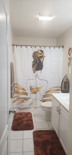 Customer photo review of Oro White Shower Curtain