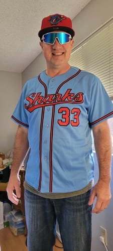 Customer photo review of Custom Black Neon Green Stripe Fashion Design Full Button Authentic Baseball Jersey