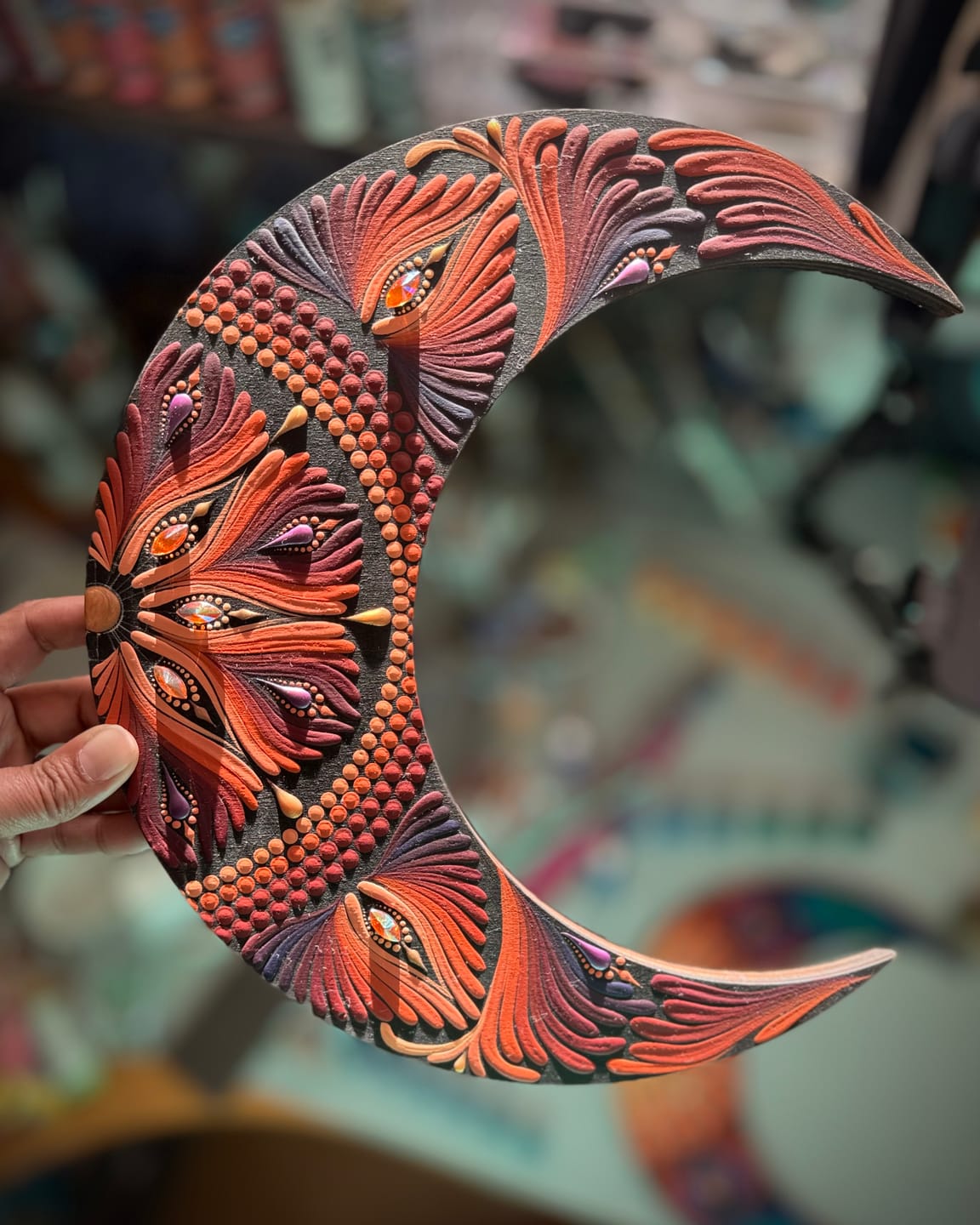 Customer photo review of Unfinished Wood Crescent Moon Shape | DIY Celestial Night Sky Craft Cutout | Up to 36"