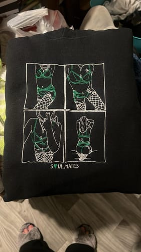 Customer photo review of Soulmate Custom Embroidered Photo Hoodie
