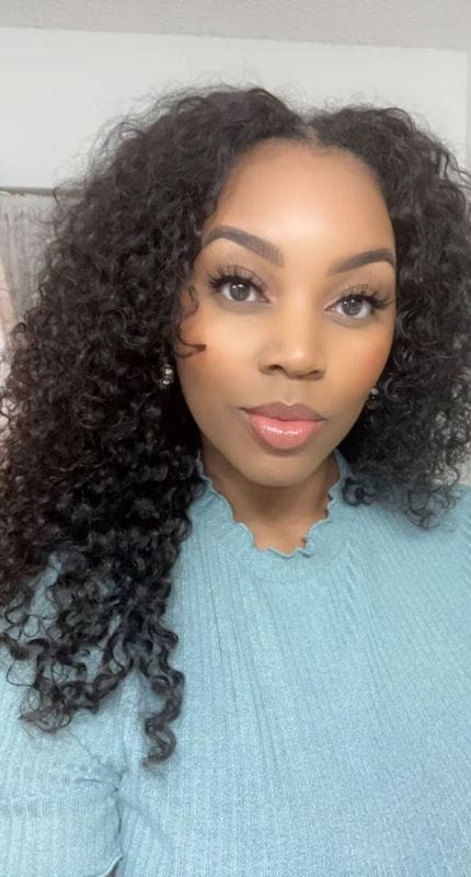 Customer photo review of Wavymy Upgrade Kinky Curly No Leave Out V Part Wig Human Hair Wear Go Glueless V Part Wig For Women 180% Density