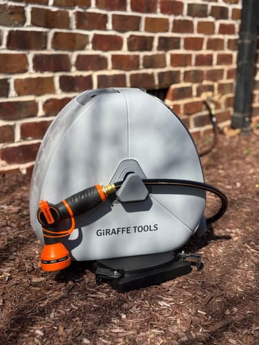 Customer photo review of Ground-Mounted Retractable Hose Reel 82ft-130ft