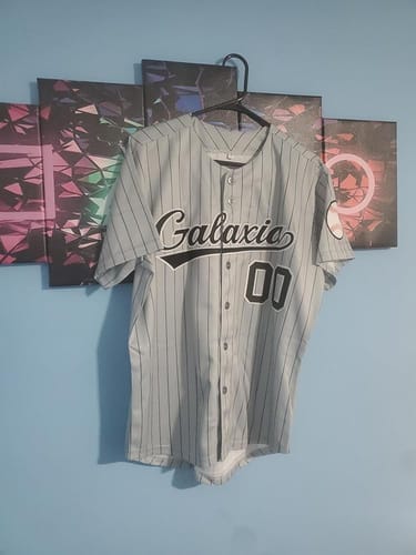 Customer photo review of Custom Red White-Black Gradient Fashion Authentic Baseball Jersey