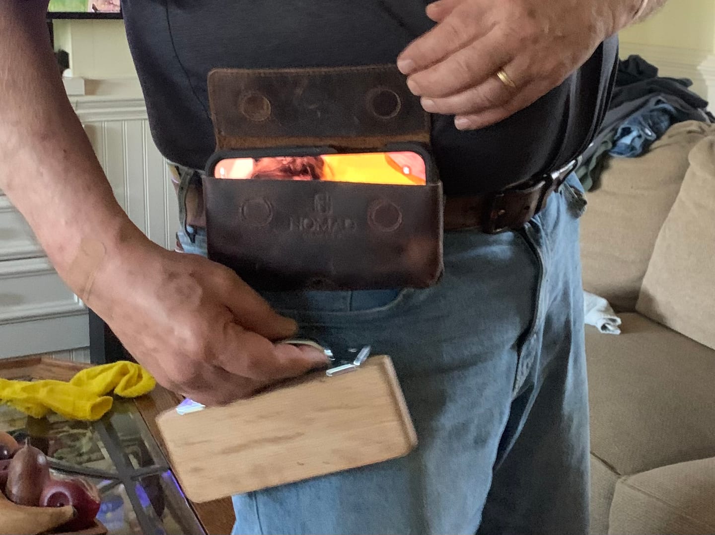 Customer photo review of Leather Horizontal Phone Holster