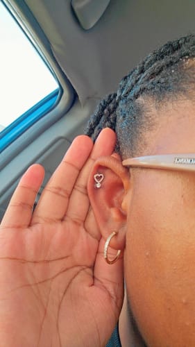 Customer photo review of Icy Heart Flatback Stud