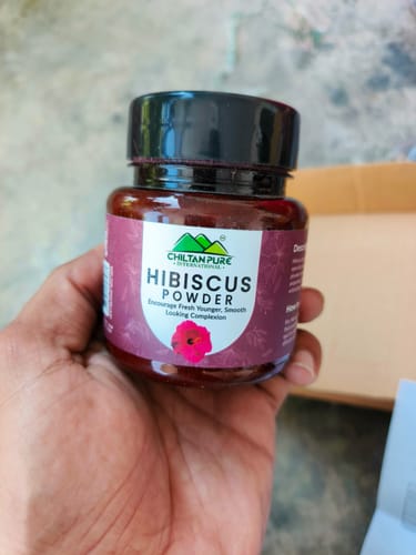 Customer photo review of Hibiscus Powder – Fight Skin Damaging Free Radicals & Highly Effective Acne Removal [گل خطمي] 105gm
