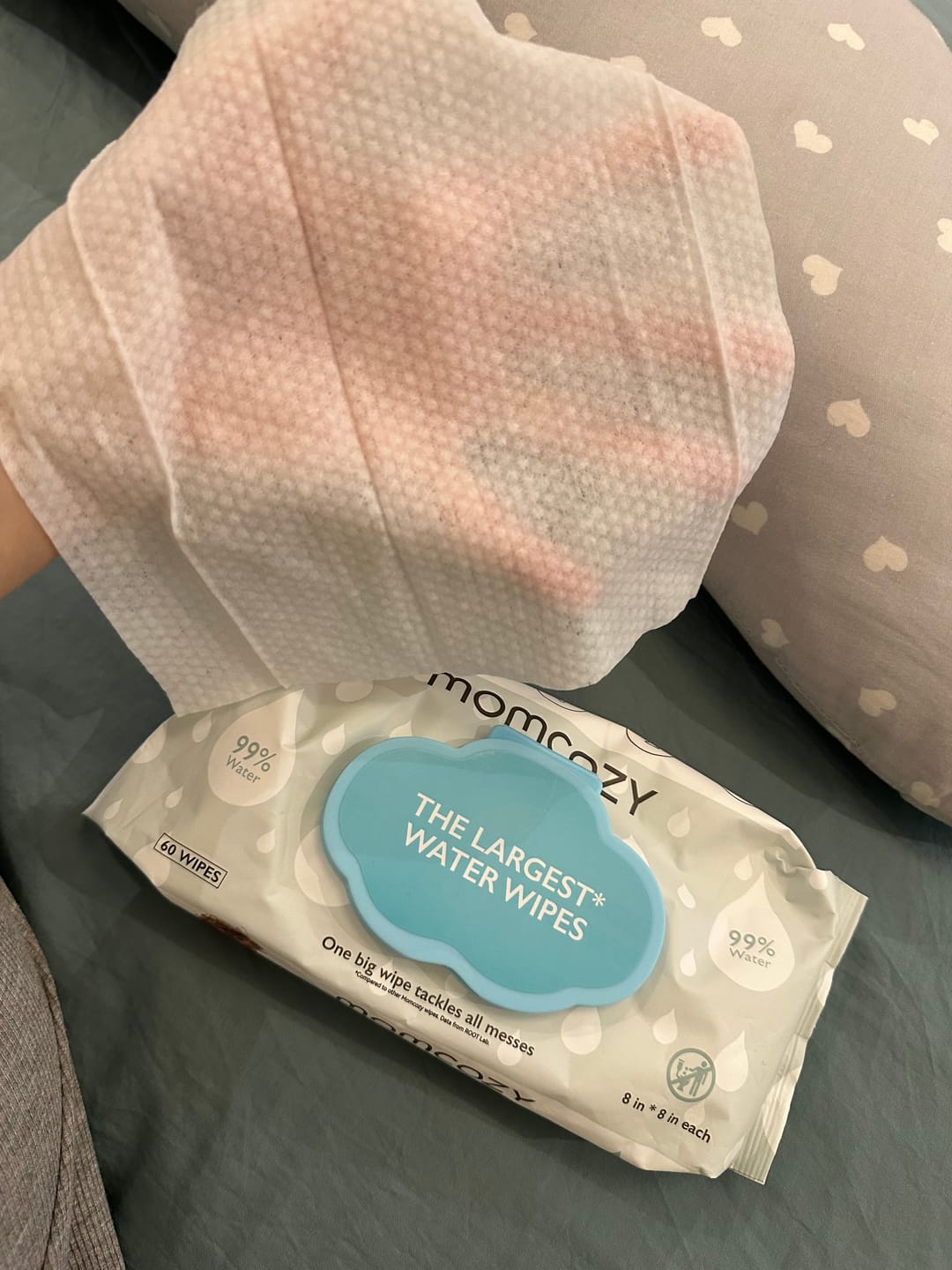 Customer photo review of Momcozy Largest Water Wipes 99% Water Based Wipes for Sensitive Skin (Unscented)