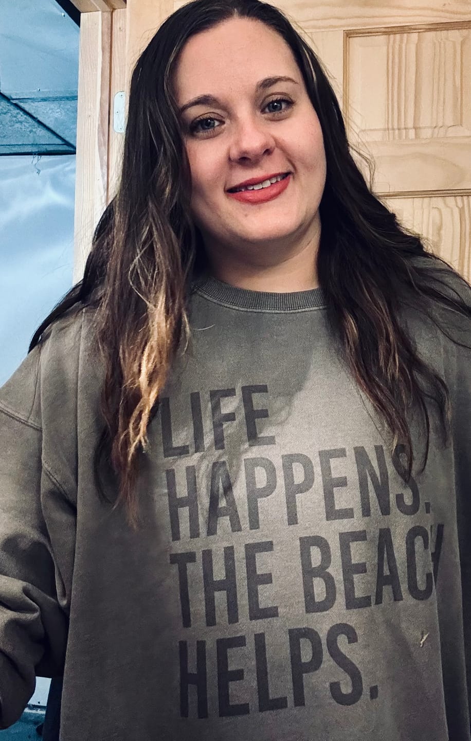 Customer photo review of Life Happens. The Beach Helps.