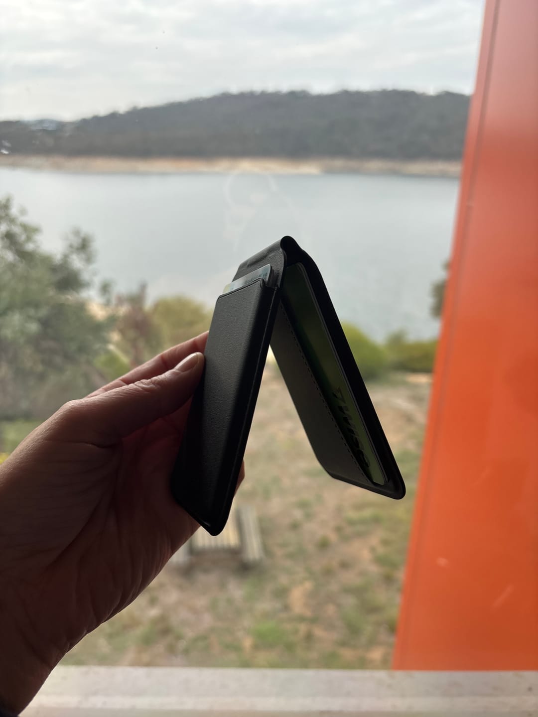 Customer photo review of MagSafe Leather Card Wallet With Stand Function