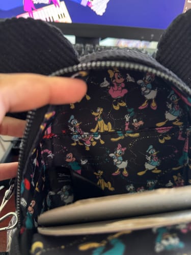 Customer photo review of Loungefly Disney Mickey Mouse Classic Corduroy Convertible Mini Backpack & Crossbody Bag