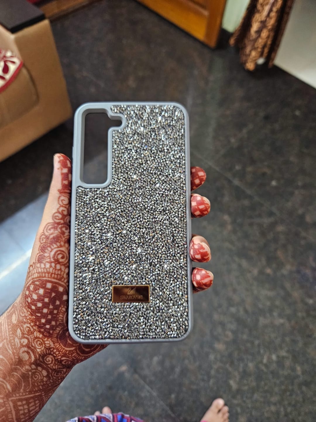 Customer photo review of Premium Luxury Branded Rhinestone Diamond Glitter iPhone Samsung Silicone Pre-Order Case