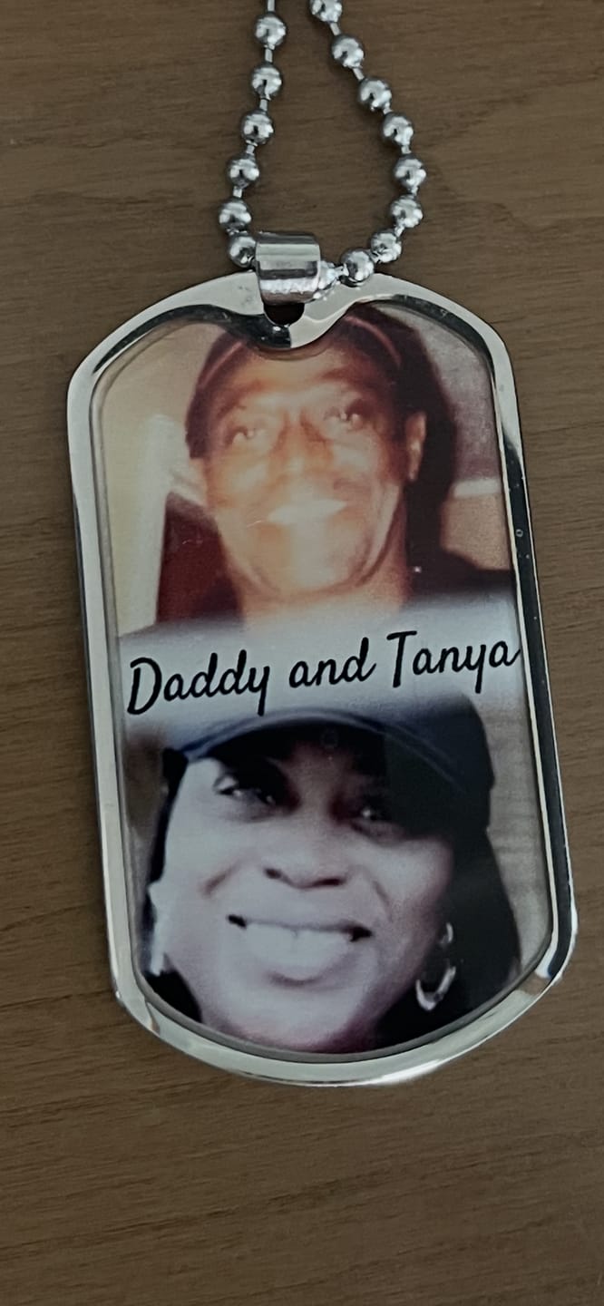 Customer photo review of Custom Name and 2 Photos  Memorial Dogtag Necklace Gift