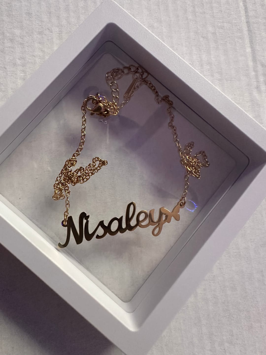 Customer photo review of Kids Butterfly Name Necklace