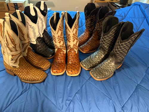 Customer photo review of Cognac Ostrich Leather Boots - Square Toe