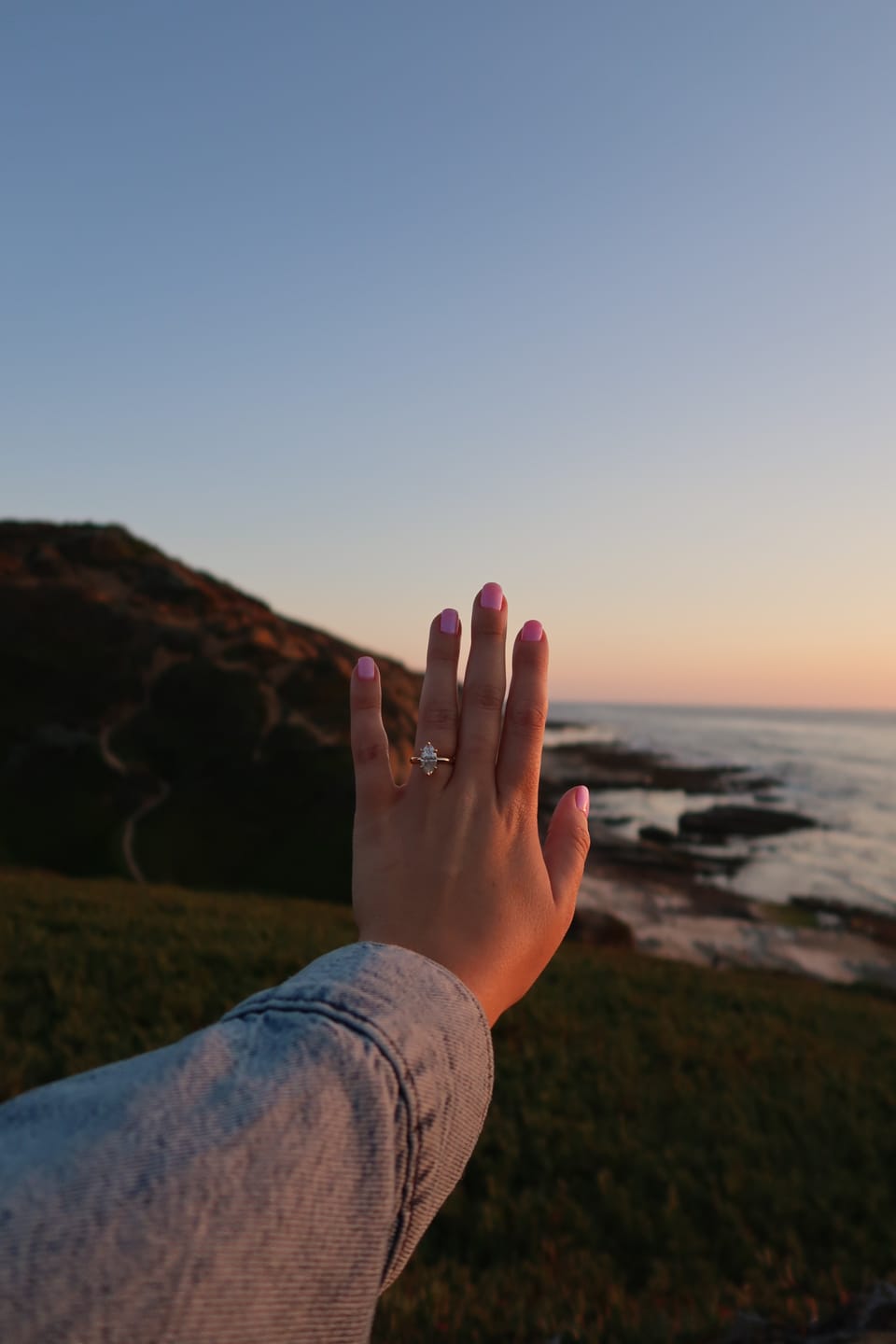 Customer photo review of Marquise Moissanite Solitaire Engagement Ring