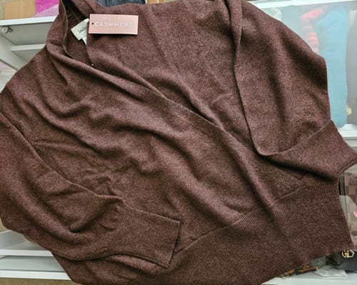 Customer photo review of Russet Brown Cashmere Cross Over V Neck Jumper Extra Large