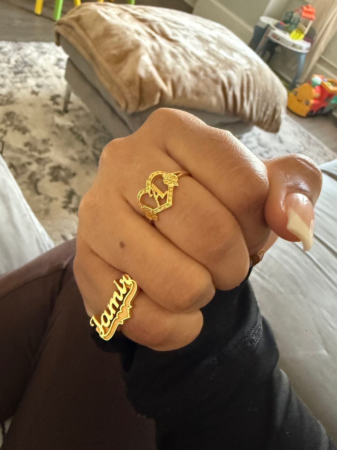 Customer photo review of Heart Initial Ring