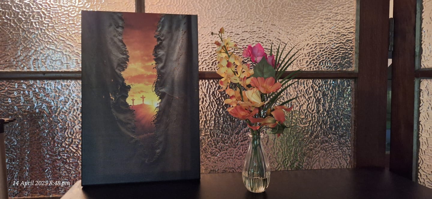 Customer photo review of The Veil Was Torn at Jesus' Crucifixion - Christian Wall Art Canvas